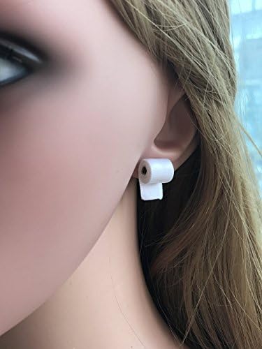 Funny Earrings Jewelry Gift for Her Gag Humorous Humor Gift Toilet Paper Stud Earrings Jewelry Hypoallergenic