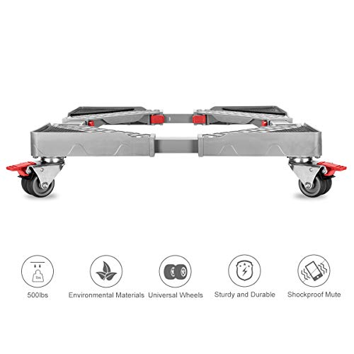 Furniture Dolly Roller Movable Base Size Adjustable with 8 Locking Rubber Swivel Wheels,Pedestal Telescopic Base for Portable Washing Machine Refrigerator Washer Dryer.