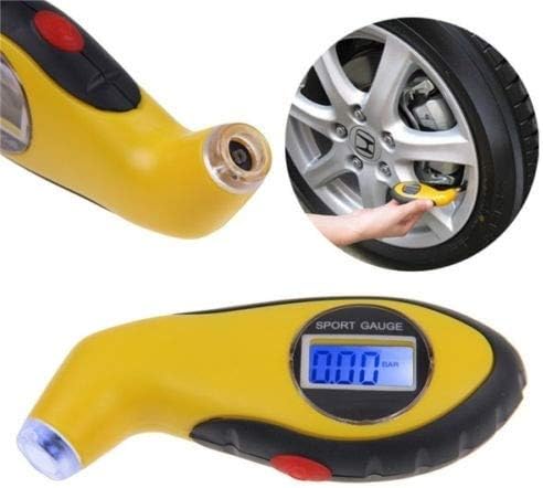 Finebo Portable LCD Digital Auto Car Motorcycle Air Pressure Tire Tyre Gauge Tester Tool Mini Tyre Gauge Measurement Tire Pressure Convenient