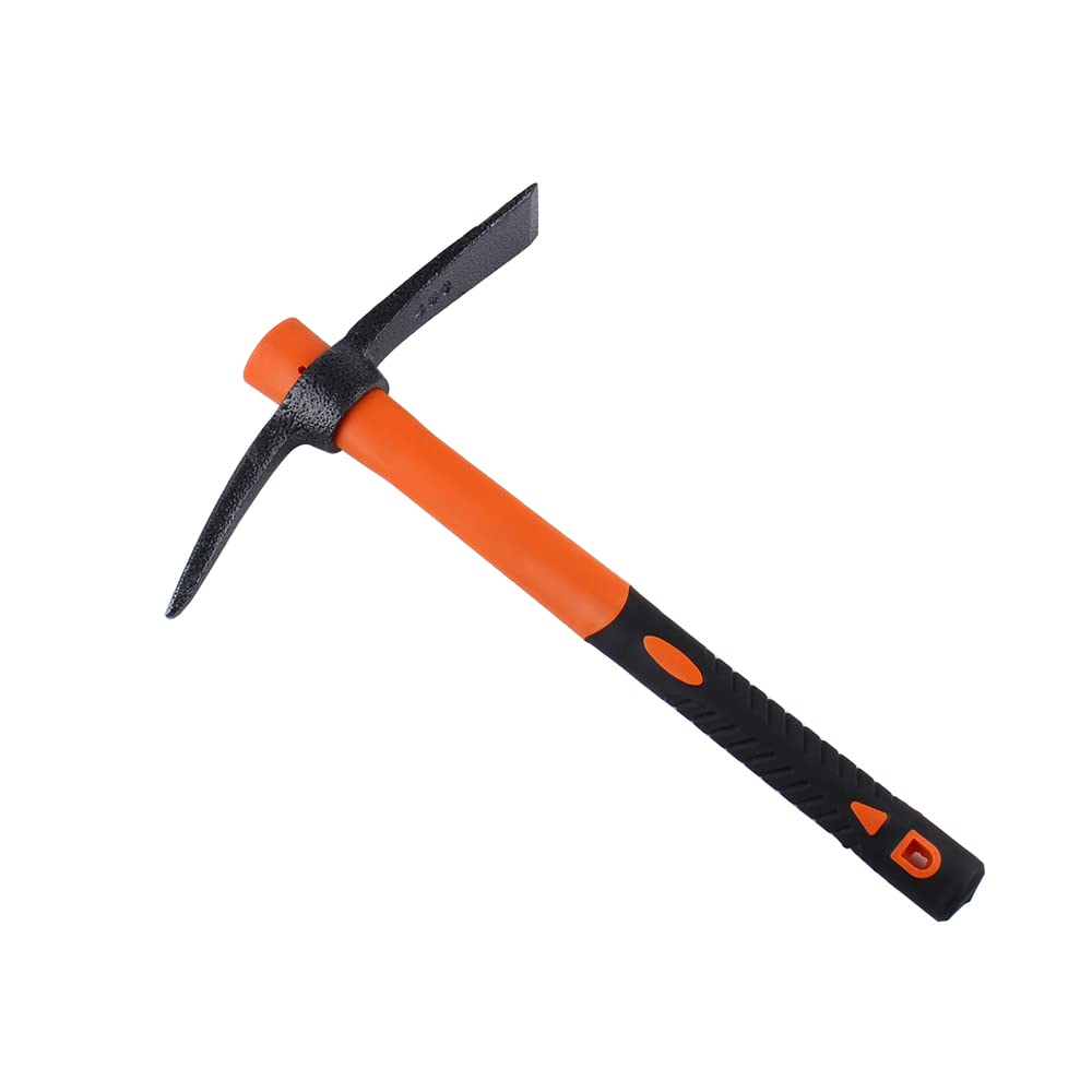 LUBAN Pickaxe with Heavy Duty Forged Adze and Ergonomic Non-Slip Fiberglass Handle 38.5cm/15inch Pickaxe for Gardening Hunting Outdoor Landscaping