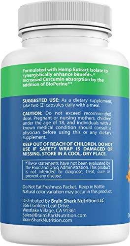 Turmeric Curcumin with Hemp Oil Extract and BioPerine. Antioxidant Support, Powerful Anti-Inflammatory, Promotes Healthy Glowing Skin. 60 Capsules