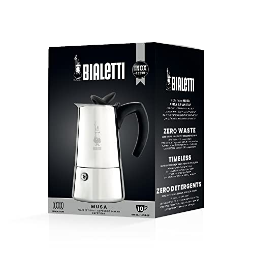 " Bialetti Musa Induction, Stainless Steel Stovetop Espresso Coffee