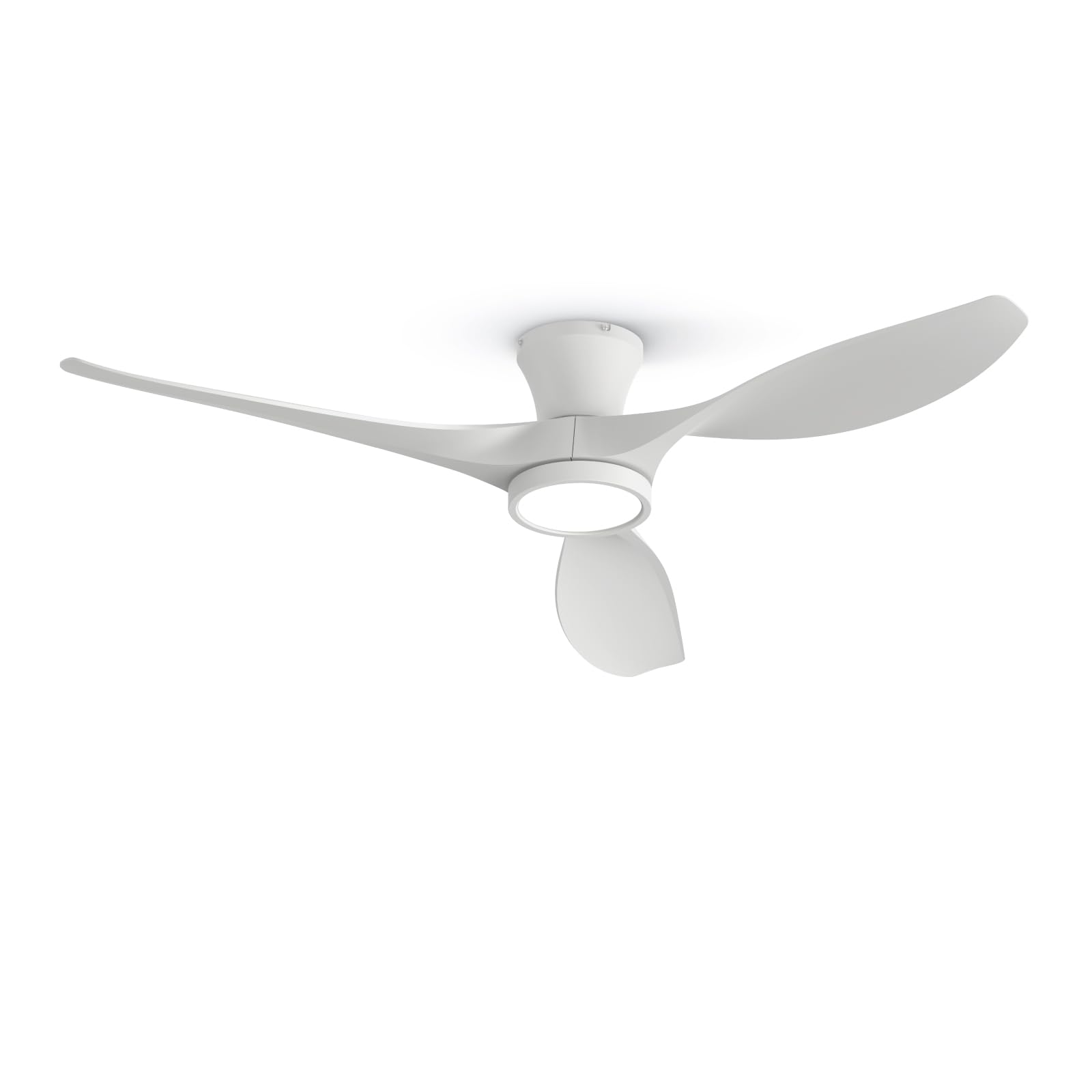 TALOYA 52 inch Ceiling Fans with Lights Remote Control, Modern Low Profile Ceiling Fan with Quiet Reversible DC Motor for Bedroom Living Room and Patio White