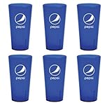 Pepsi Cola Blue Plastic Tumblers Cups 16-Ounce Restaurant Grade Cups, Set of 6
