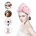 Hair Towel Wrap Turban, Microfiber Drying Bath Shower Head Wrap Towel with Buttons, Quick Magic Dryer, Dry Hair Hat Wrapped Bath Dry Cap, Super Absorbent (2 Pack)