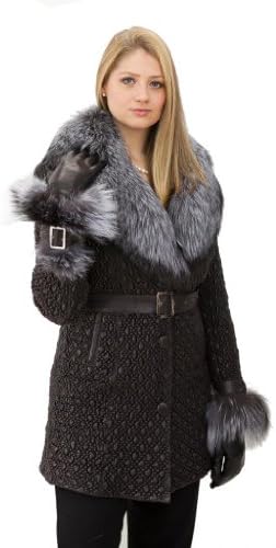 Special Lamb Leather coat with Fox Chinchilla Fur