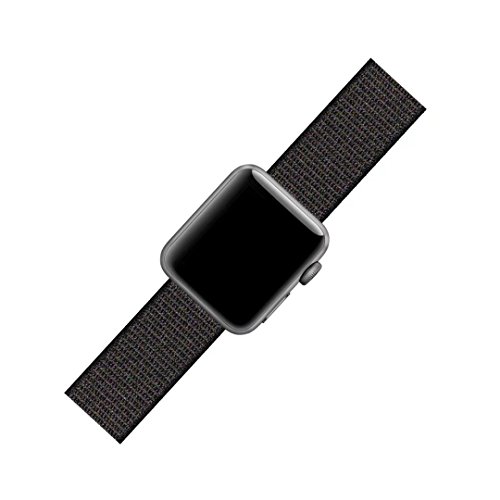 QIENGO Qifit New Nylon Sport Loop with Hook and Loop Fastener Adjustable Closure Wrist Strap Replacment Band for iwatch Apple Watch Series 1 /2 / 3,38mm,Black ( Pinkish Weave Color in ) - Thumbnail 3