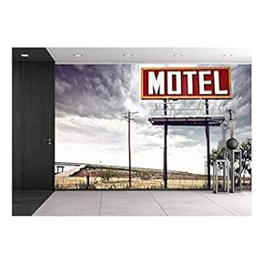 Old Motel Sign on Route 66 USA - Canvas Art Wall Decor - 66"x96"