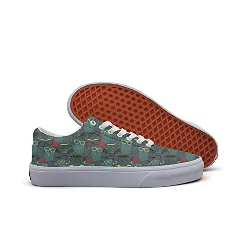 Vintage Owls Retro Tea And Coffee Womenâ€˜s Casual Sneakers Shoes Flat Slip Print Trainers