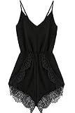 FACE N FACE Women's Lace Chiffon Sleeveless Jumpsuit Rompers Large Black