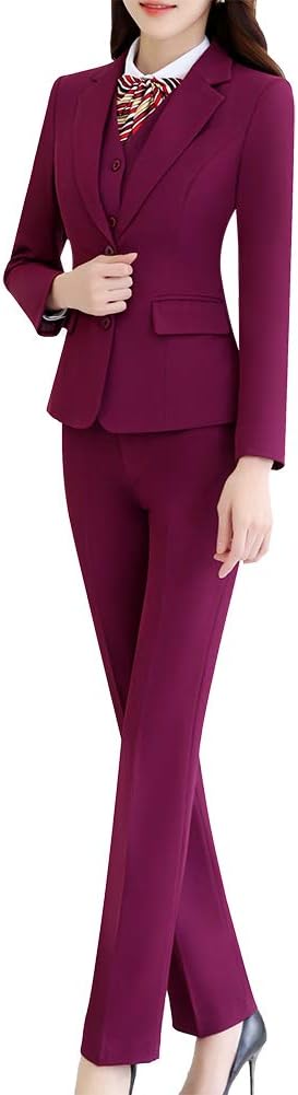 LISUEYNE Women's Three Pieces Office Lady Stripe Blazer Business Suit Set Women Suits Work Skirt/Pant,Vest Jacket