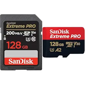 SanDisk Extreme Pro SD UHS I 128GB Card for 4K Video for DSLR and Mirrorless Cameras 200MB/s Read &