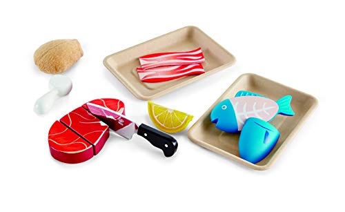 Hape Tasty Proteins Wooden Play Food Set, 9 Pieces, Multicolor