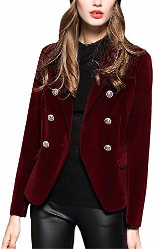 Padeong 2017 Autumn Winter Women'S Blazers Long Sleeve Golden Button Slim Lady Velvet Jackets And Coats Black Wine Red M-2Xl Wine Xxl