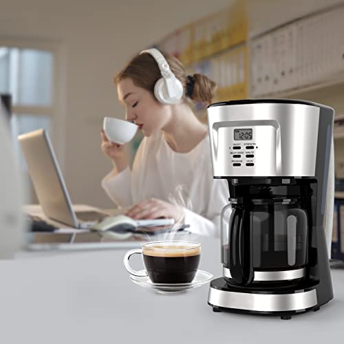 12Cup Programmable Coffee Maker, Electric Drip Coffee Machine with