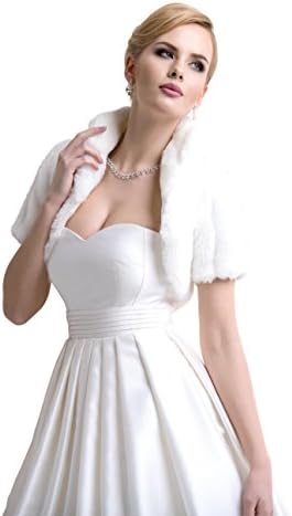 Ladies Mink Faux Fur Bridal Wedding Jacket Bolero With Collar FFJ-44