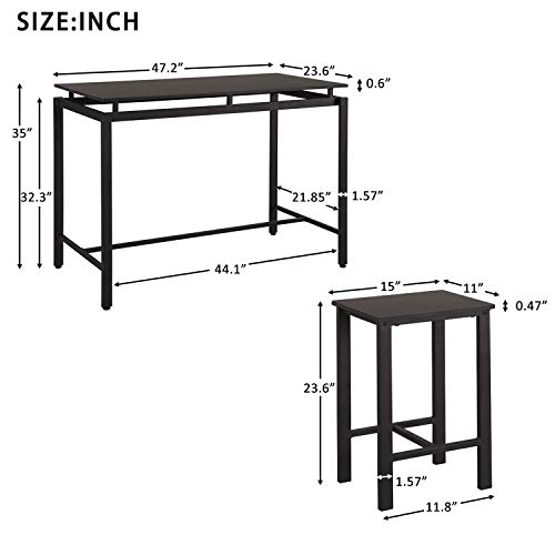 Dining Table Set, Rockjame 5 Piece Counter Height Pub Table Set with 4 Chairs for The Bar, Breakfast Nook, Kitchen Room, Dining Room and Living Room (Espresso) - Thumbnail 6