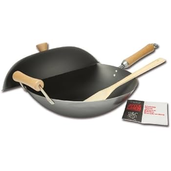 Joyce Chen J21-9972DS-1, Classic Series Carbon Steel Wok Set, 4-Piece, 14-Inch, Charcoal