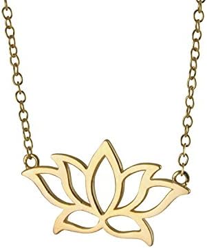 Lotus Flower Pendant Necklace 925 Sterling Silver for Women, Floral Necklace Gold