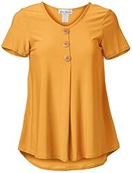 Star Vixen Women's Short Sleeve Button Front Flowy