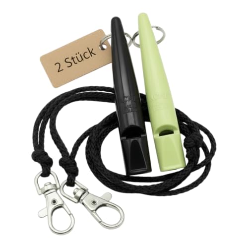 ACME Dog Whistle No. 211.5 with Whistle Band | Double Pack | 2 Whistles Including 2 Bands | Ideal for Recall - Loud and Far-reaching (Black + Lime Green)