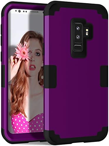 AOKER Galaxy S9+ Plus Case, 3 in 1 Hybrid Heavy Duty Shockproof Full-Body Protective Case with Dual Layer [Hard PC+ Soft Silicone] Impact Protection for Samsung Galaxy S9 Plus (Purple Black)
