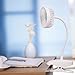 USB Portable Clip On Stroller Fan, 3 Speeds Flexible Bendable Mini Personal Desk Electric Fans with 2000mAh Rechargeable Battery Operated Quiet Cooling Oscillating Fans for Bed, Dorm, Car (White)