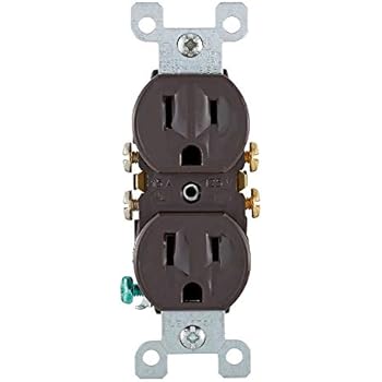 Leviton 5320 15 Amp, 125 Volt, Duplex Receptacle, Residential Grade, Grounding, All Screws Backed Out, Brown