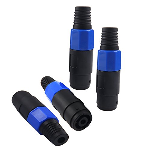 Devinal Speaker Adapter Connectors 4 Pole Speaker Jack Twist Lock compatible with Neutrik Speakon NA4LJ, NA4LJX, NL4MP, NL4MPR, NL4FC, NL4FX, NL4 & NL2 Series, NL2FC, Speak-On- 4 PACK