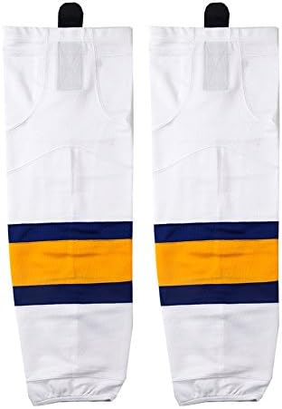 Senior Hockey Socks, COLDINDOOR Unisex Adult Knit Jersey Velcro Hockey Socks for Men Women Size 28 White L