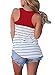 Itsmode Raceback Tank for Women Juniors Summer Sleeveless Striped Tops and Blouses Plus Size Red XXL