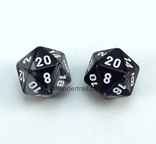 WCXPG2032E2 Purple and Steel Gemini Dice with White Numbers D20 Aprox 16mm (5/8in) Pack of 2 Dice Chessex