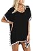 GDKEY Women's Trim Kaftan Chiffon Swimsuit Bikini Beach Cover up(ColorBall_Black,A)