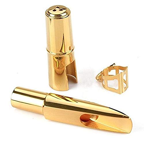 Metal Mouthpiece for Alto Saxophone Nozzle, Alto Plated Tenor Metal Saxophone Mouthpiece Gold Lacquer Mouthpiece Nozzle Sax Mouth Instruments