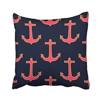 Amazon Com Pink Navy Gold Nautical Anchor Pillow Cushion Covers