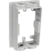 Sealproof Metallic 1-Gang Extension Ring, Four 1/2" Knockouts, Weatherproof Gray Electrical Box Extender