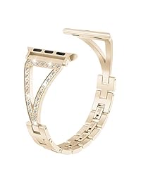 Wearlizer   Pulsera de repuesto para Apple Watch Band 1.654 in 1.732 in iWatch de acero inoxidable con diamantes de imitación para mujer