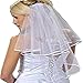 Ok Women's Cheap White Ivory Bridal Veils Two Layer Ribbon Edge Wedding Veil with Comb (White)