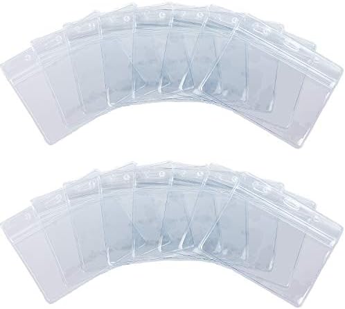 50 or 100 Clear Plastic ID Badge Business Card Holders Pocket Plastic Wallet (95mm x 55mm) (100)