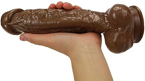 YUELV 9.65 inch Big Dild0 for Women Realistic Dild-0 with Suction Cup (9.65" Long, 2.17" Wide) Box Discreet Package (Brown)