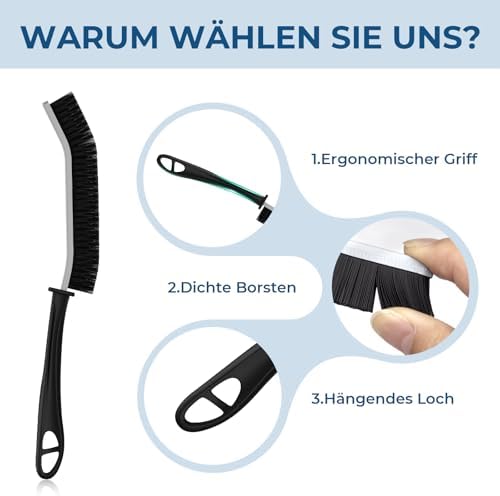 Hartborsten Fugenbürste Bad & Fliesen, Ergonomische Griff, 3er-Set