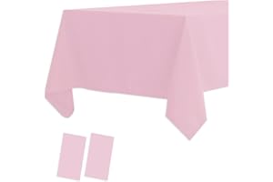 ATOPLUTLY 2 Pack Plastic Tablecloths Disposable Plastic Table Covers Table Cloths BBQ Picnic Birthday Wedding Parties TableCloth Oil-proof Waterproof Table Cloth Light Weight Thin Pink Table Cover 54 x 108 In
