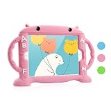 iPad Air 2 / Air 1 & 2018/2017 Case for Kids, Dwopar Soft Silicone Kids Proof Case with Carrying Handle Shockproof Waterproof Protective Cover for Apple ipad Air1/2 New iPad 2018/2017 - Pink
