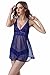 Barelove Women's lace Chemise Babydoll Nightgown Lingerie with Underwire(XL,Bule) Blue