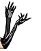 Fun and Flirty Wet Look Elbow Length Black Gloves - One Size Fits Most