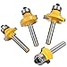 Yakamoz 4Pcs 1/4 Inch Shank Round-Over Router Bits Corner Rounding Edge-Forming Roundover Beading Router Bit Set | 5/16