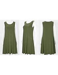 staceyclo Mujer de manga larga bolsillos Casual Holgado Swing playera vestidos