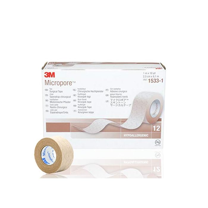 3M Micropore 1" x 10 yd. Tan Surgical Tape - Box of 12