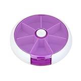 Portable 7 Slots Rotatable Tablet Pill Capsule Storage Container Case - Purple by Generic