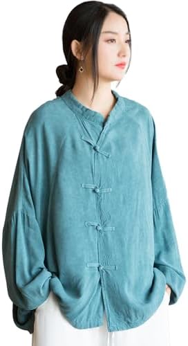 NFYM Women's Retro Button Down Shirts Open Front Long Sleeve